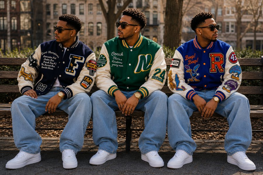 Heritage Varsity catalog range, three jackets