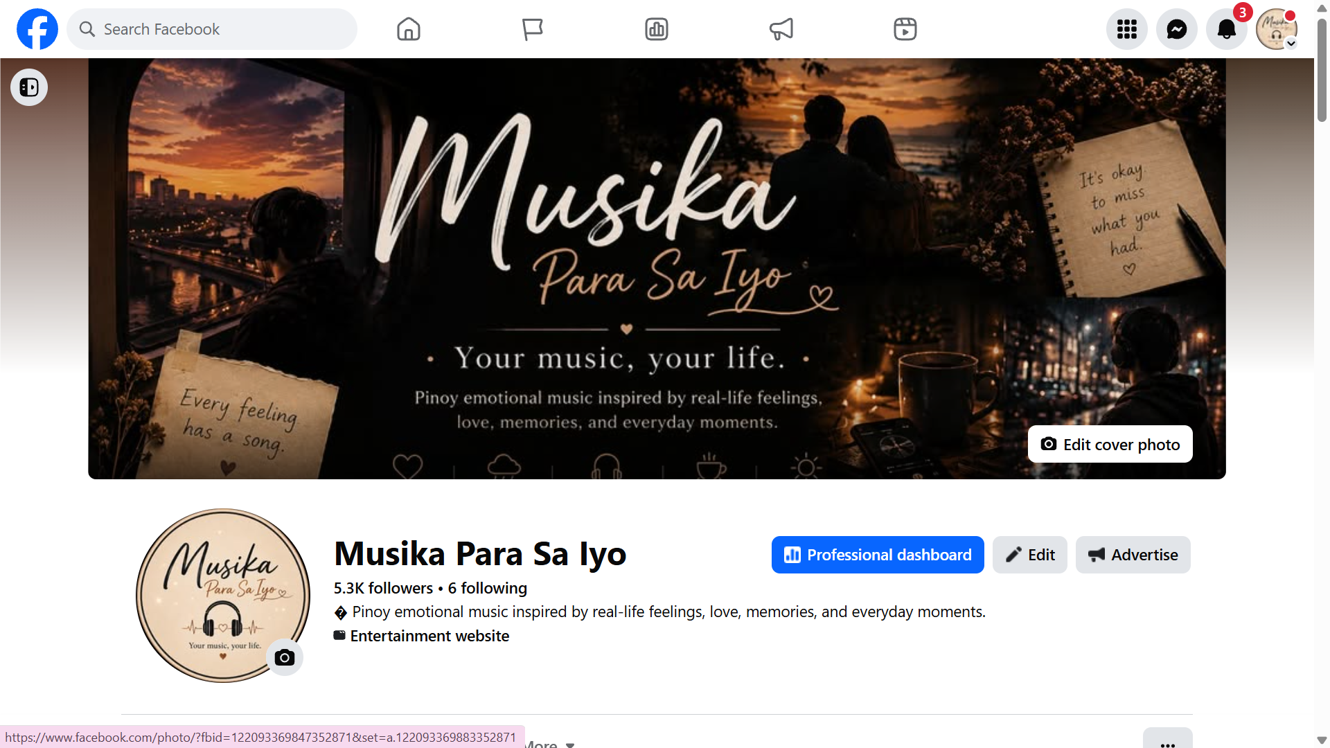 Musika Para Sa Iyo Facebook page, live with 5.3K followers